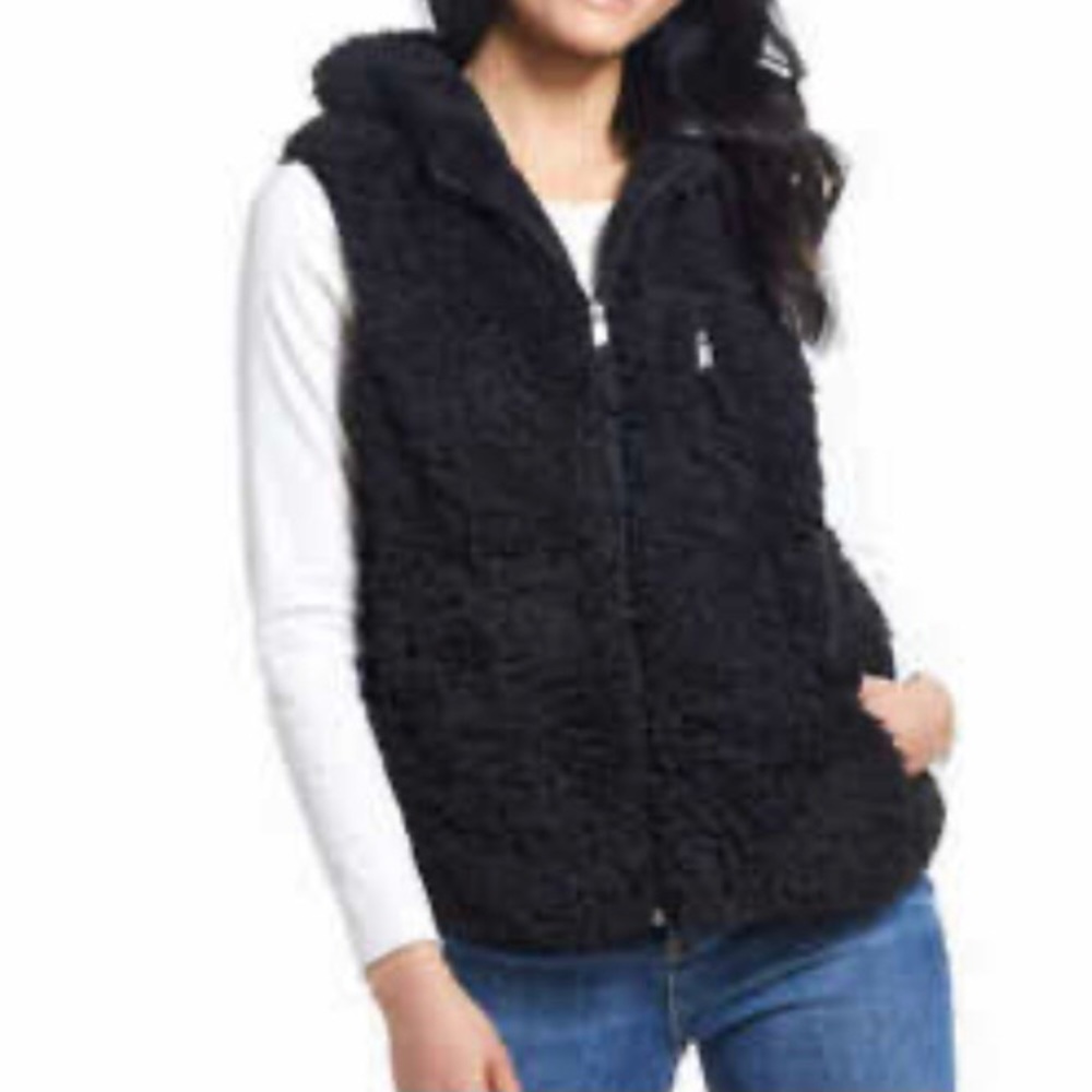 Weatherproof Vintage Black Sherpa Teddy Vest NWT
